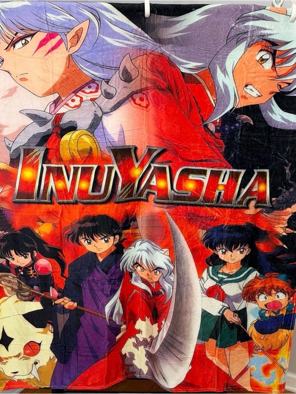 Inuyasha Anime Graphic Throw Blanket - Red, Black, Purple